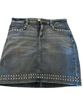 a.n.a Blue Silver Embellished Mini Pencil Skirt